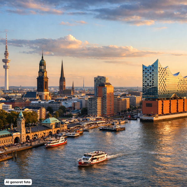 Hamburg i gyldent sollys